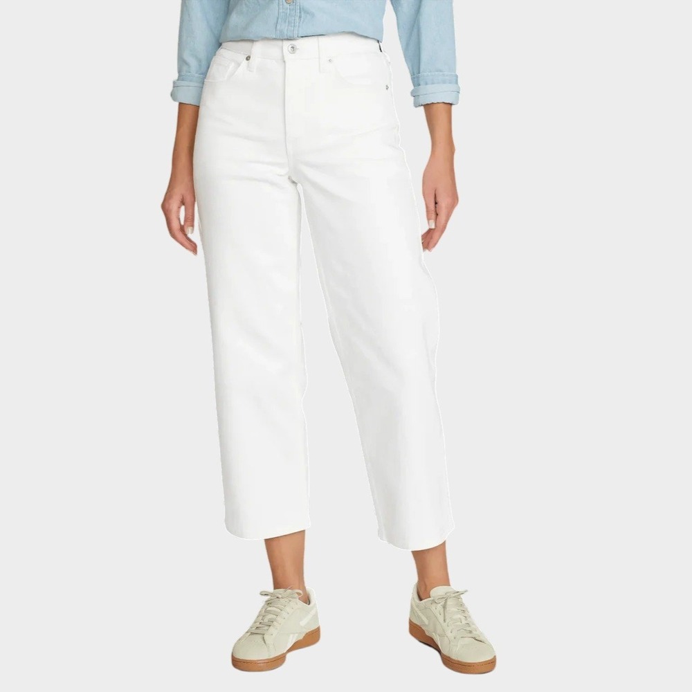 NWT Eddie Bauer Voyager Everyday White High Rise Crop Straight Leg Jeans 10 NEW - Picture 3 of 9